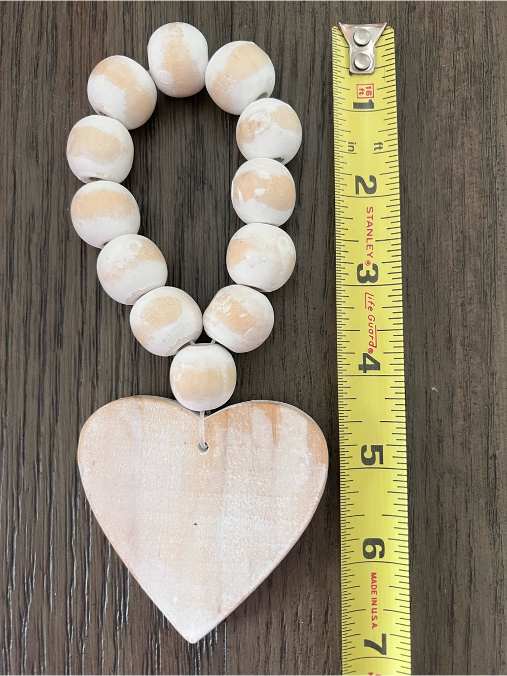 Wooden Heart Bead Decor - White & Natural